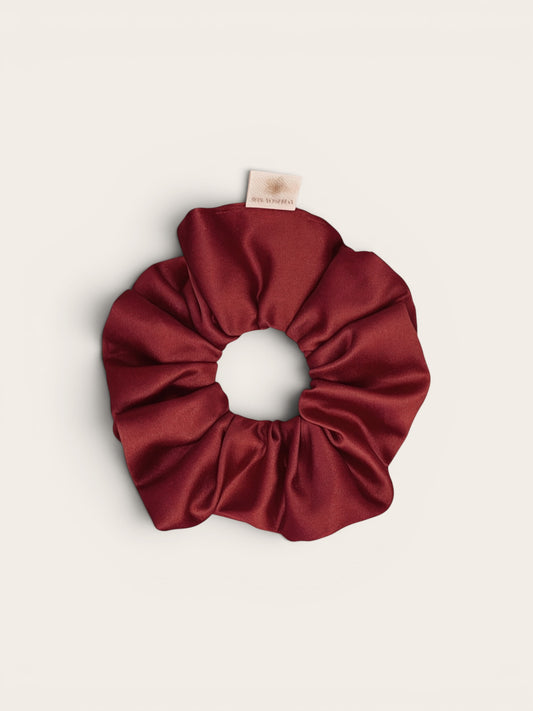 Merlot - Scrunchie de Cetim Vermelho Queimado
