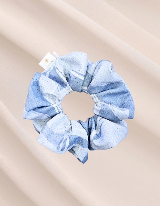 Aquarela Azul - Scrunchie de Seda Estampado