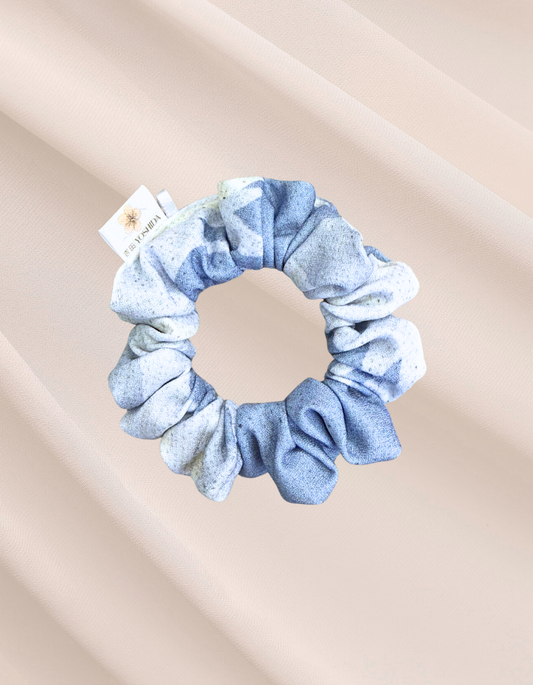 Aquarela Azul Mini - Scrunchie de Seda Estampado