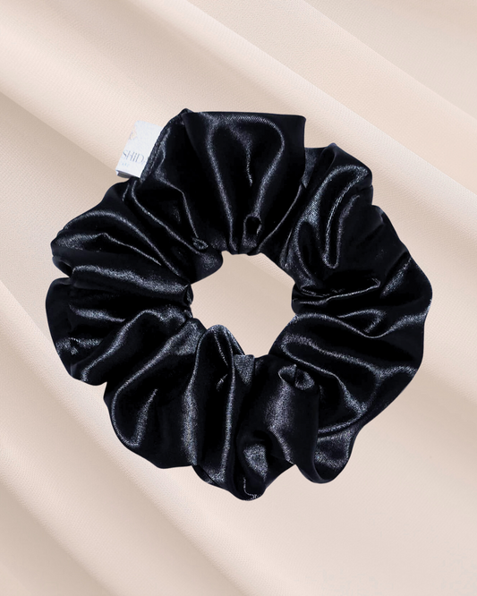 Scrunchie de Cetim Preto - Noite