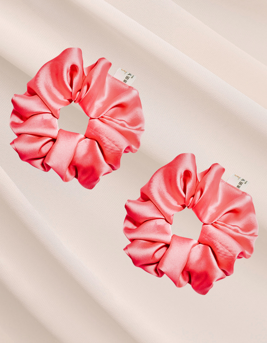Kit Scrunchie de Seda Rosa Claro - Bloom