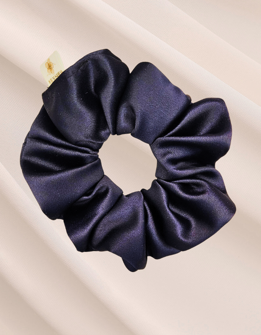 Marino - Scrunchie de Cetim Azul Petróleo