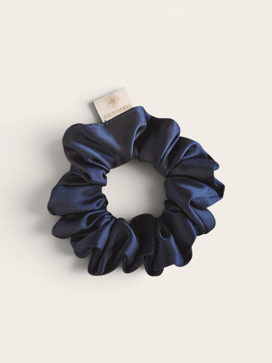 Marino Mini - Scrunchie de Cetim Azul Petróleo