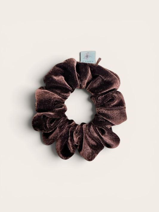 Mocha Velvet Mini - Scrunchie de Veludo Coreano Marrom