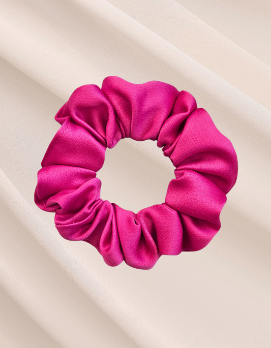Pink Dahlia Mini - Scrunchie de Cetim Rosa Pink